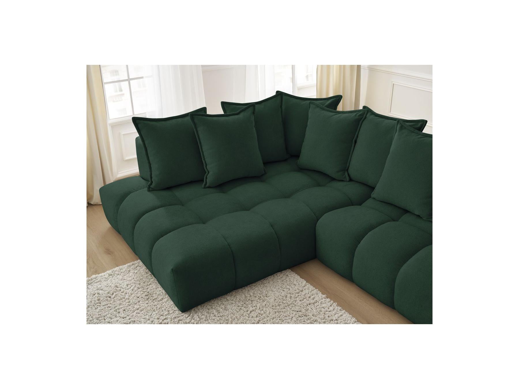 Everest - Canapé D'Angle Fixe - Tissu Texturé - Angle Gauche - 10 Coussins