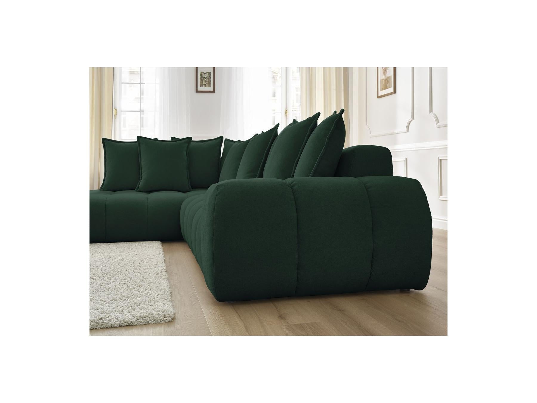 Everest - Canapé D'Angle Fixe - Tissu Texturé - Angle Gauche - 10 Coussins