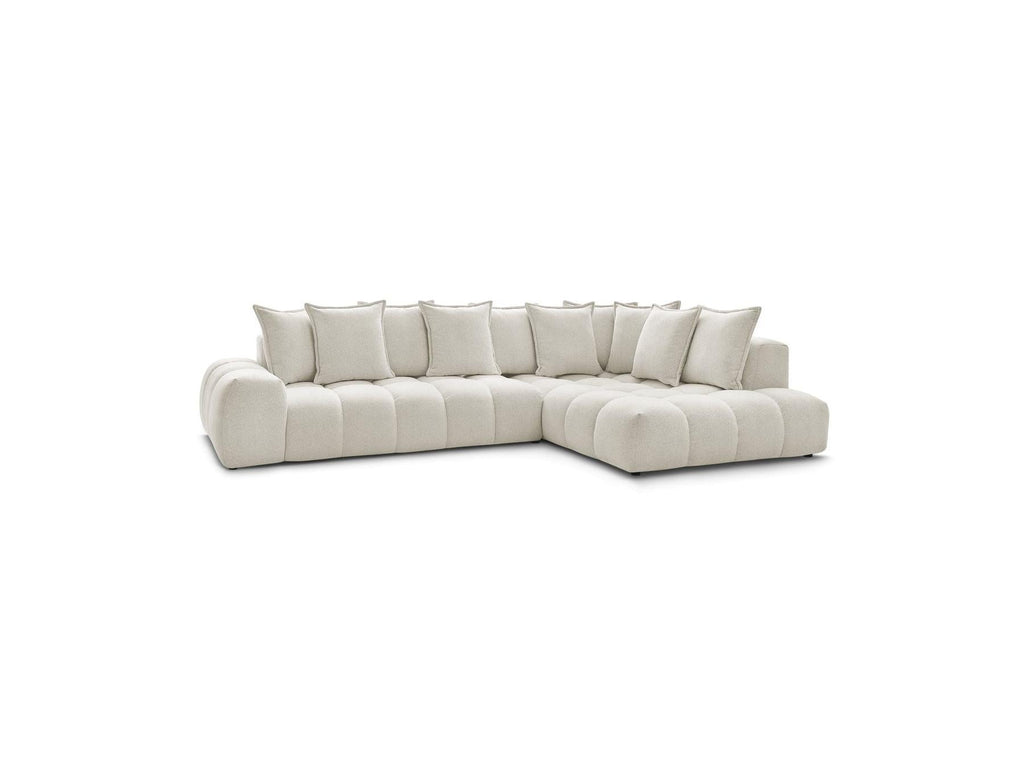 Everest - Canapé D'Angle Fixe - Tissu Chiné - Angle Droit - 10 Coussins