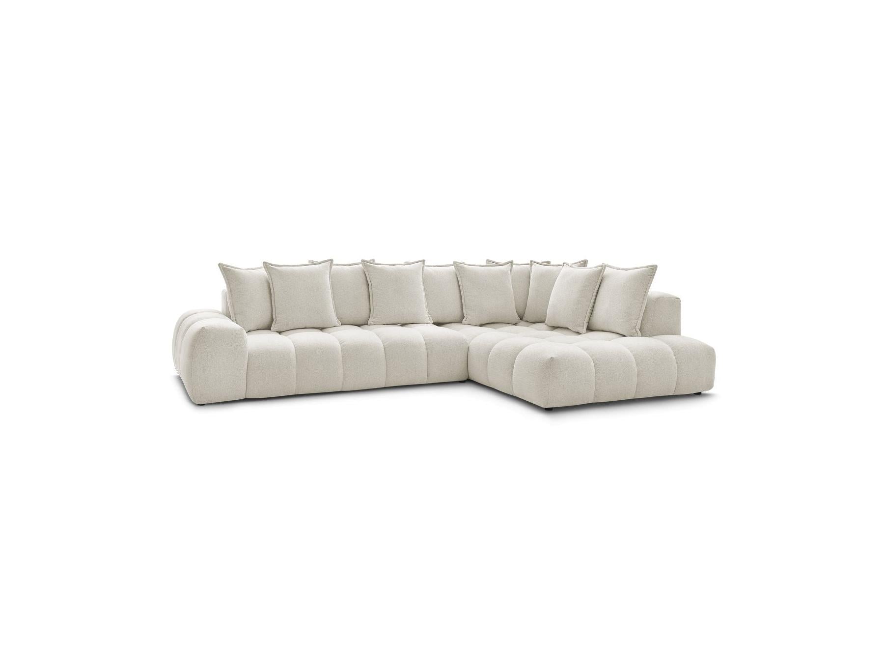 Everest - Canapé D'Angle Fixe - Tissu Chiné - Angle Droit - 10 Coussins
