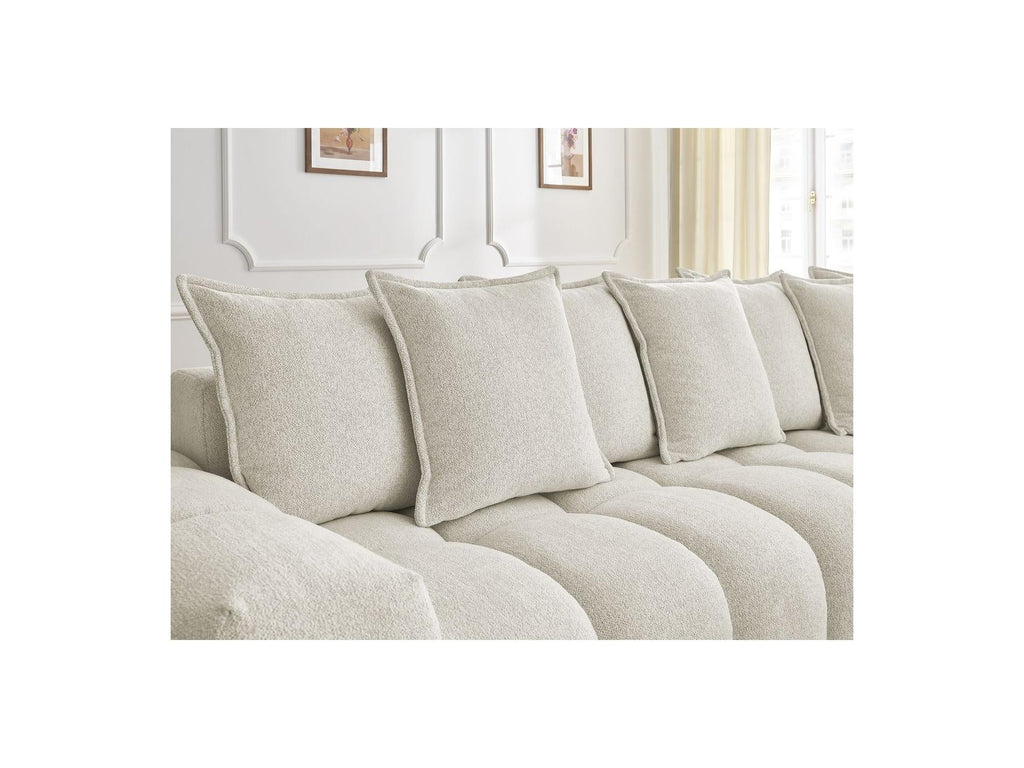 Everest - Canapé D'Angle Fixe - Tissu Chiné - Angle Droit - 10 Coussins