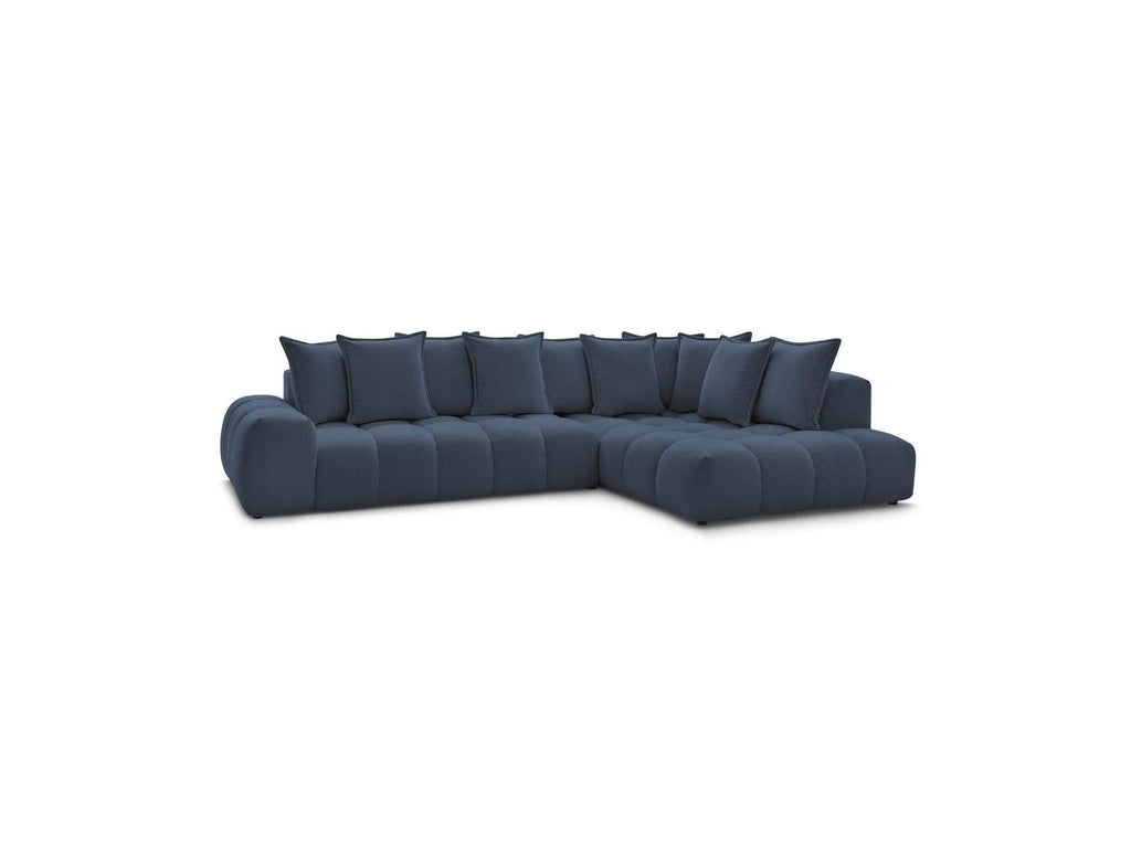 Everest - Canapé D'Angle Fixe - Tissu Chiné - Angle Droit - 10 Coussins