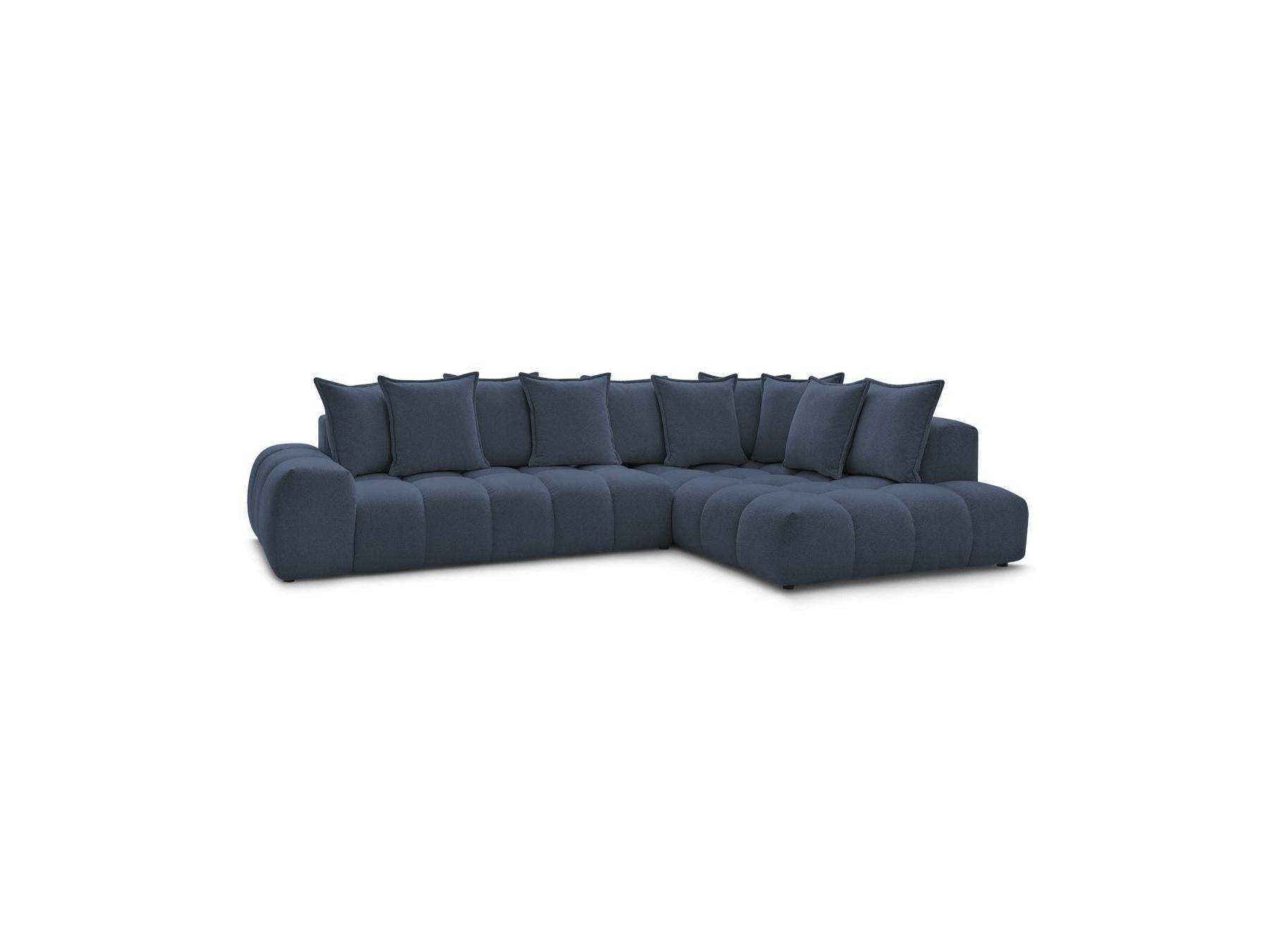 Everest - Canapé D'Angle Fixe - Tissu Chiné - Angle Droit - 10 Coussins