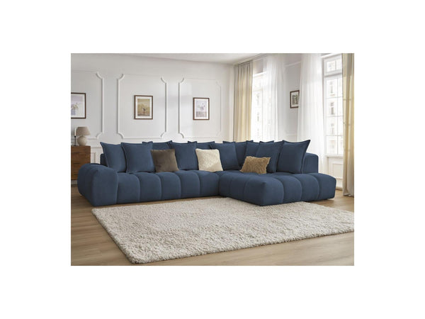 Everest - Canapé D'Angle Fixe - Tissu Chiné - Angle Droit - 10 Coussins