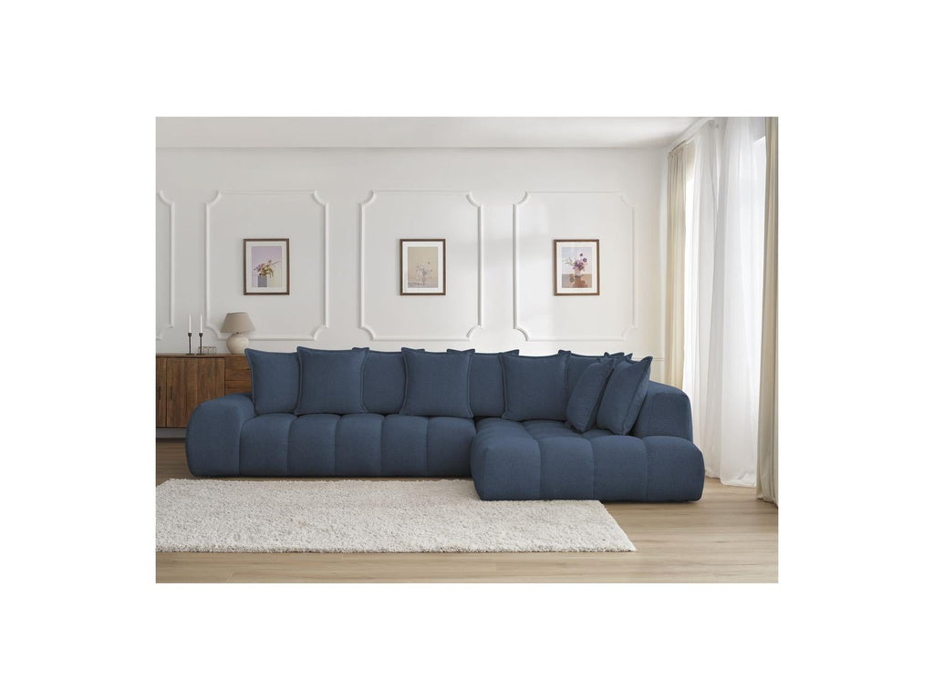 Everest - Canapé D'Angle Fixe - Tissu Chiné - Angle Droit - 10 Coussins