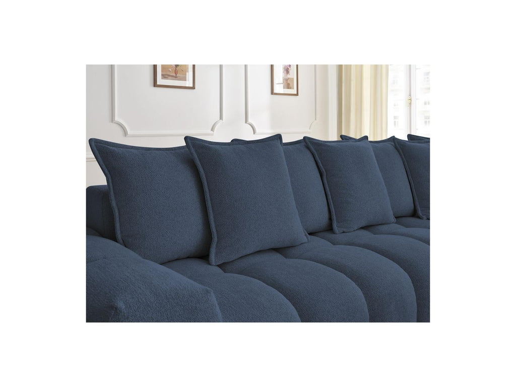 Everest - Canapé D'Angle Fixe - Tissu Chiné - Angle Droit - 10 Coussins