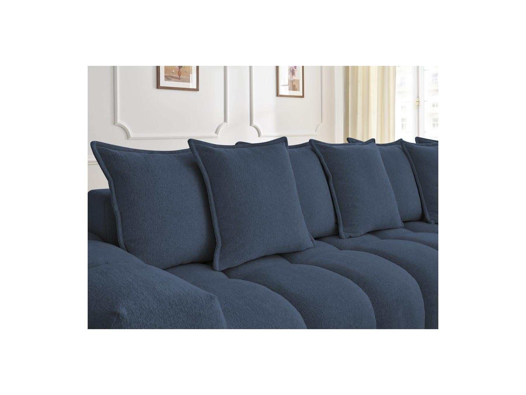 Everest - Canapé D'Angle Fixe - Tissu Chiné - Angle Droit - 10 Coussins