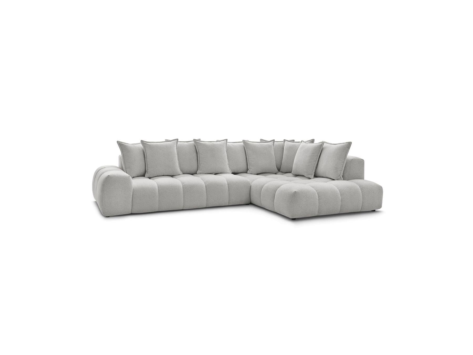 Everest - Canapé D'Angle Fixe - Tissu Chiné - Angle Droit - 10 Coussins