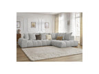 Everest - Canapé D'Angle Fixe - Tissu Chiné - Angle Droit - 10 Coussins