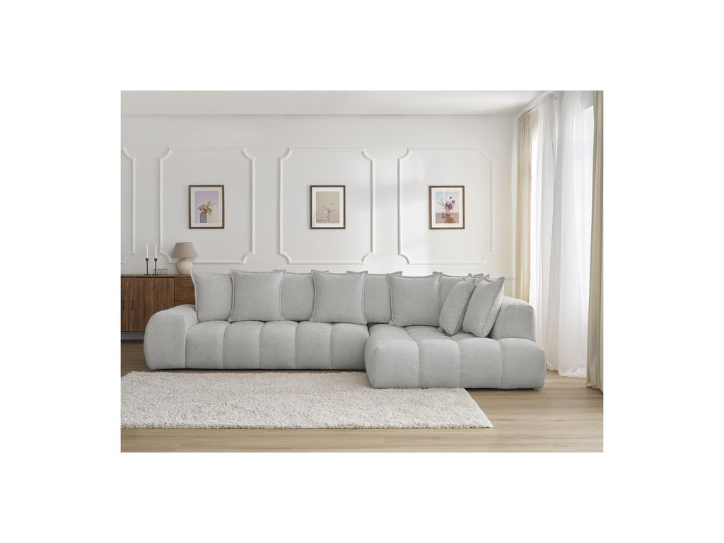 Everest - Canapé D'Angle Fixe - Tissu Chiné - Angle Droit - 10 Coussins