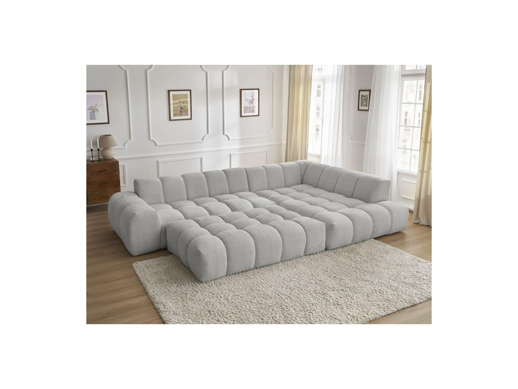 Everest - Canapé D'Angle Fixe - Tissu Chiné - Angle Droit - 10 Coussins