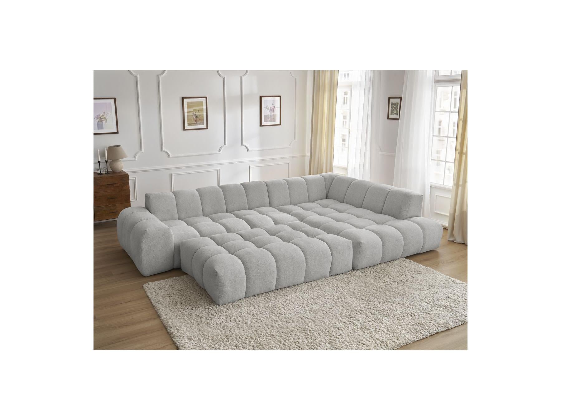 Everest - Canapé D'Angle Fixe - Tissu Chiné - Angle Droit - 10 Coussins