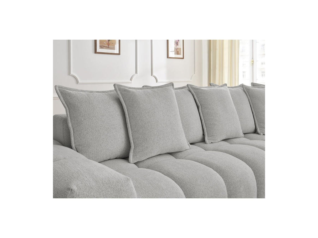 Everest - Canapé D'Angle Fixe - Tissu Chiné - Angle Droit - 10 Coussins