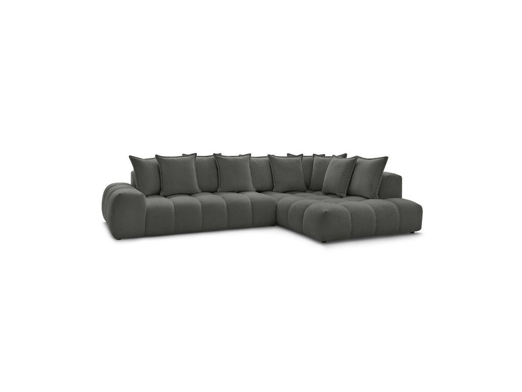 Everest - Canapé D'Angle Fixe - Tissu Chiné - Angle Droit - 10 Coussins