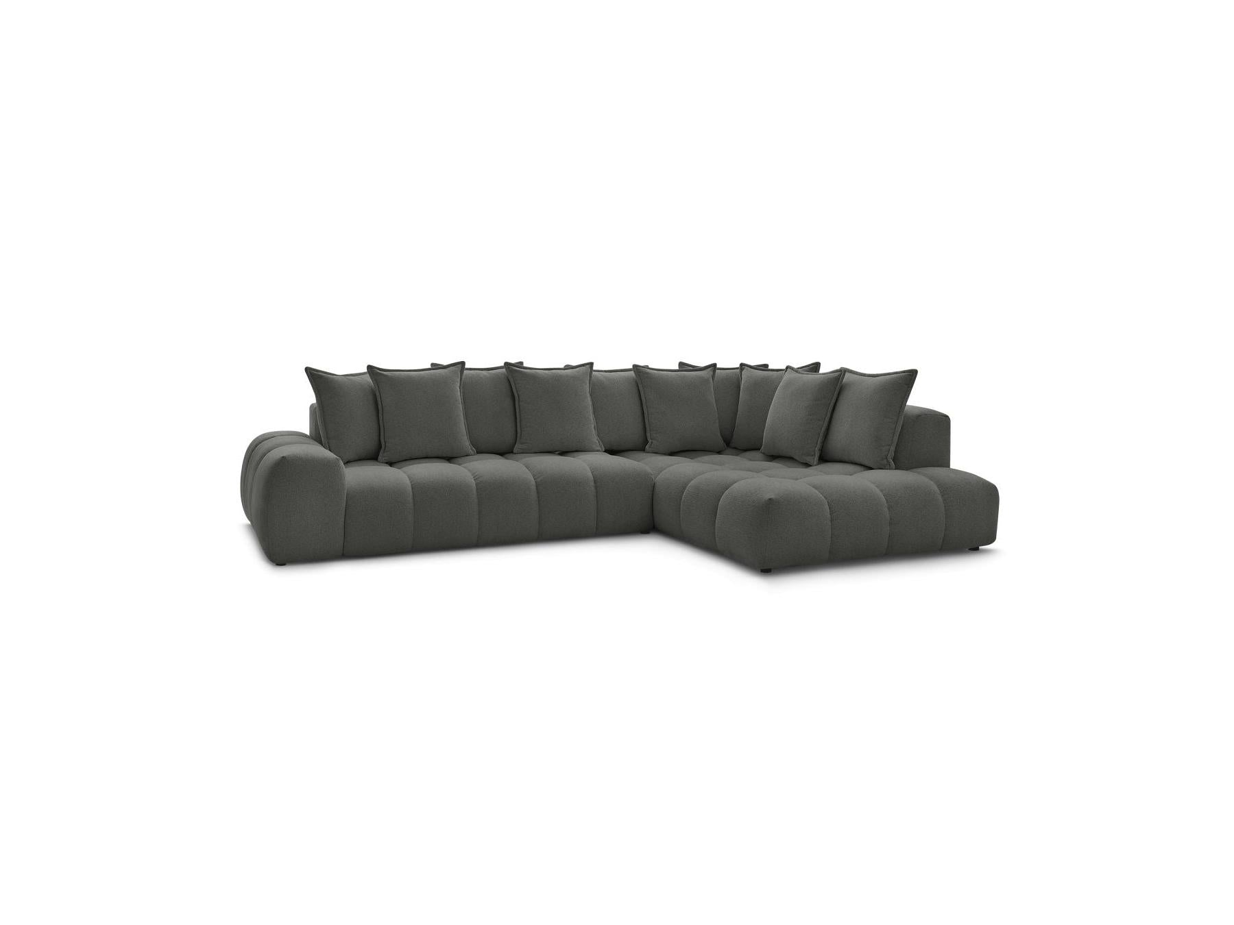 Everest - Canapé D'Angle Fixe - Tissu Chiné - Angle Droit - 10 Coussins