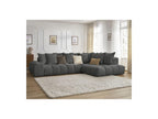 Everest - Canapé D'Angle Fixe - Tissu Chiné - Angle Droit - 10 Coussins