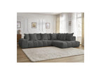 Everest - Canapé D'Angle Fixe - Tissu Chiné - Angle Droit - 10 Coussins