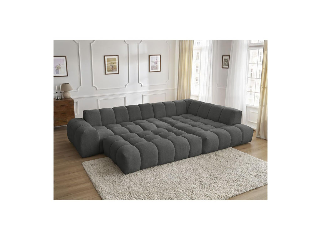 Everest - Canapé D'Angle Fixe - Tissu Chiné - Angle Droit - 10 Coussins