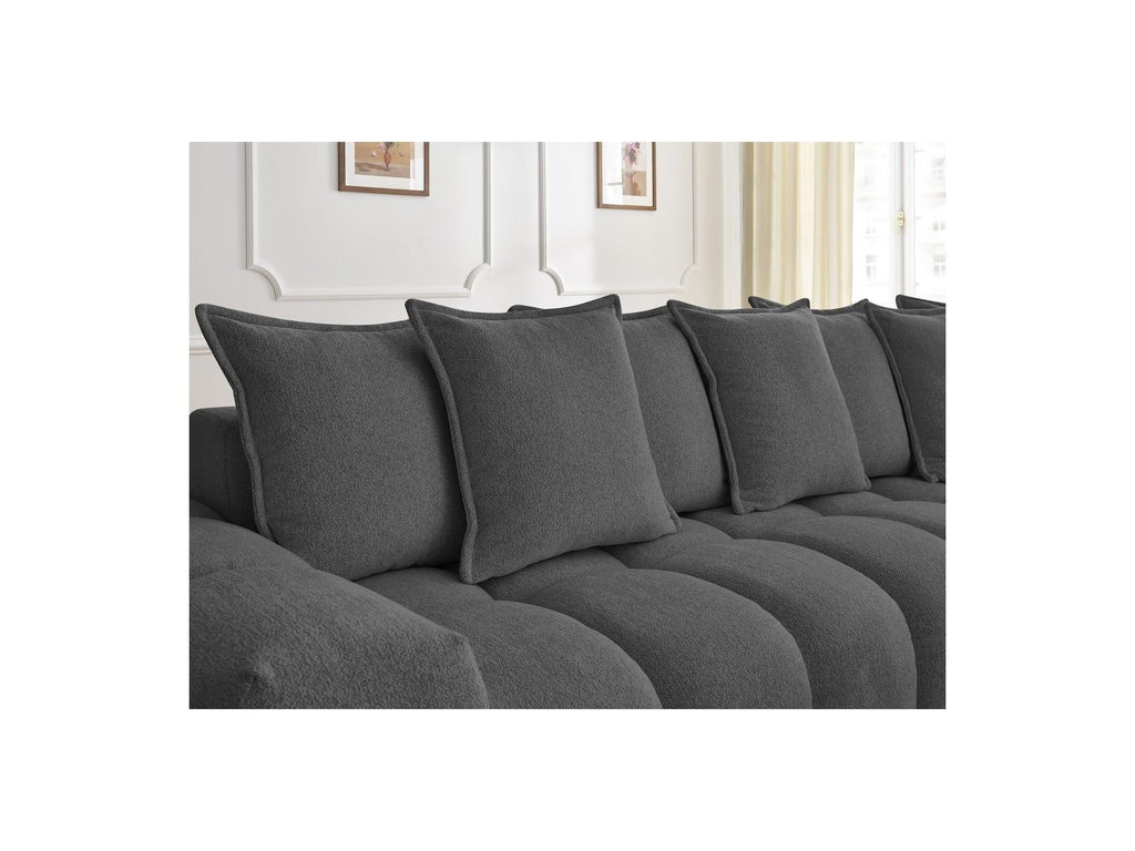 Everest - Canapé D'Angle Fixe - Tissu Chiné - Angle Droit - 10 Coussins