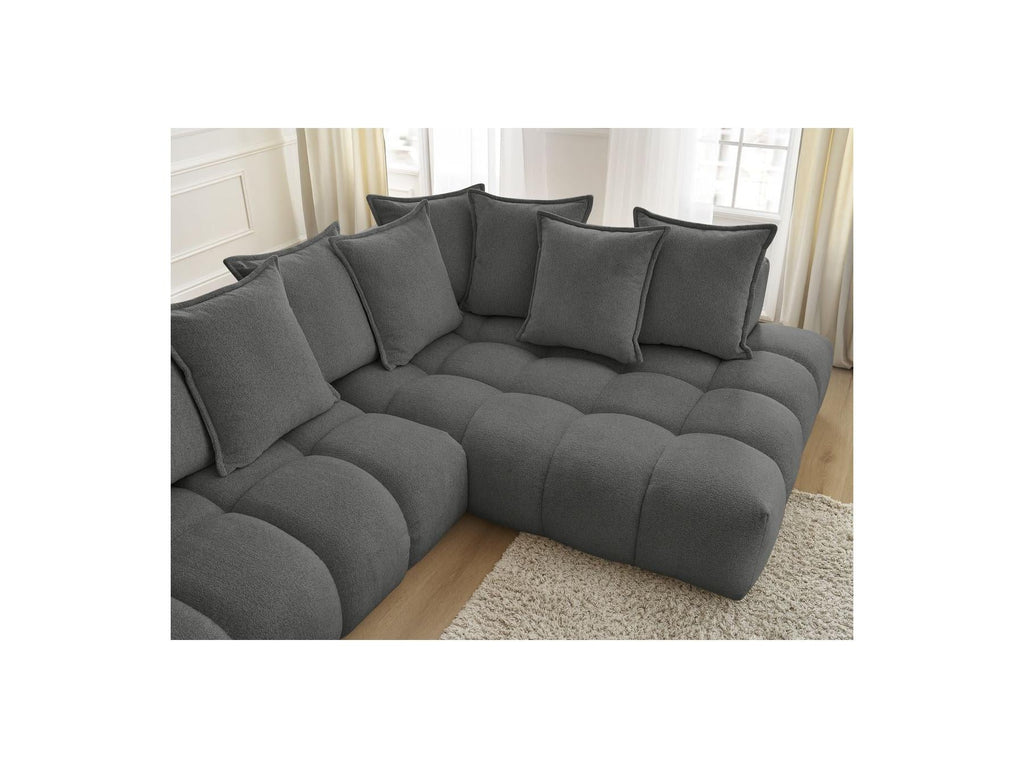 Everest - Canapé D'Angle Fixe - Tissu Chiné - Angle Droit - 10 Coussins