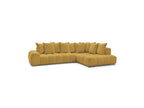 Everest - Canapé D'Angle Fixe - Tissu Chiné - Angle Droit - 10 Coussins