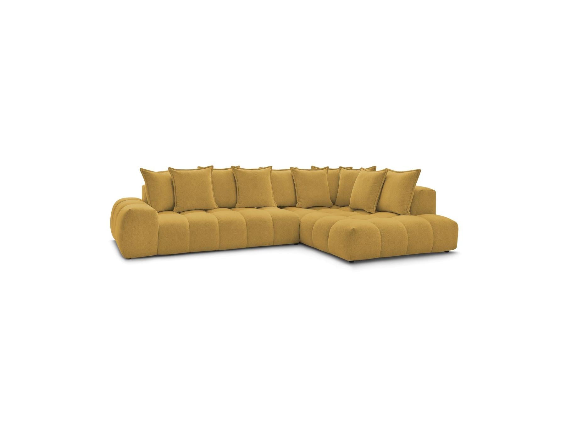 Everest - Canapé D'Angle Fixe - Tissu Chiné - Angle Droit - 10 Coussins