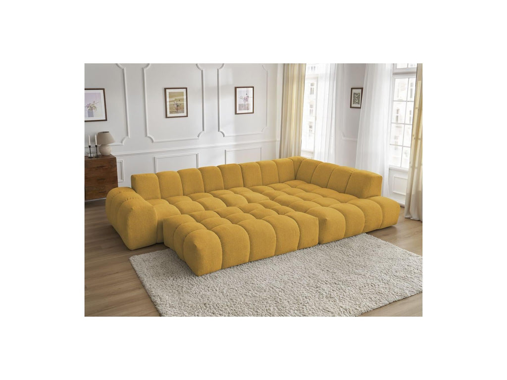 Everest - Canapé D'Angle Fixe - Tissu Chiné - Angle Droit - 10 Coussins