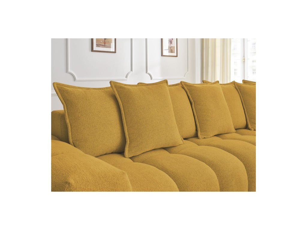 Everest - Canapé D'Angle Fixe - Tissu Chiné - Angle Droit - 10 Coussins