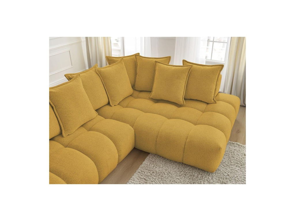 Everest - Canapé D'Angle Fixe - Tissu Chiné - Angle Droit - 10 Coussins
