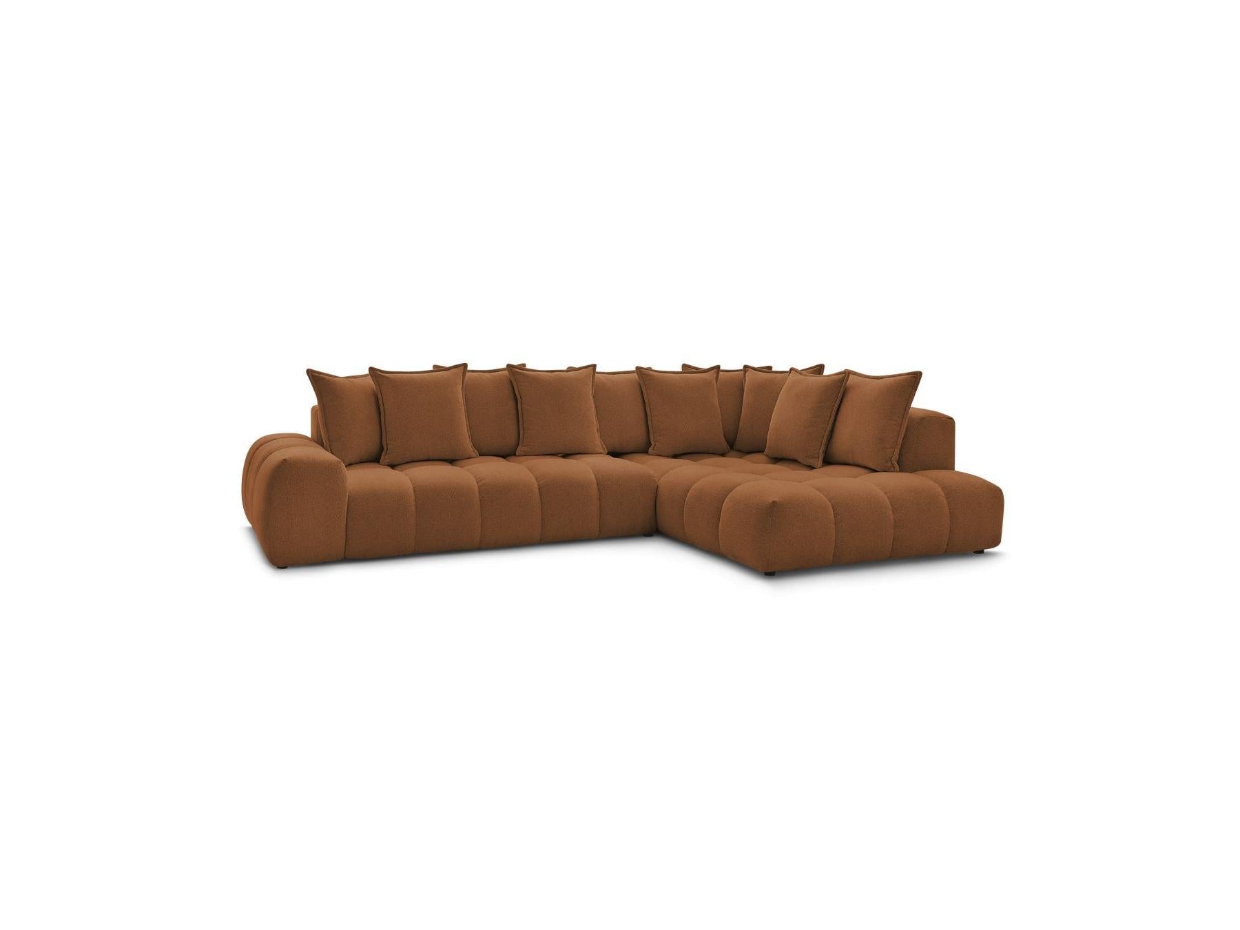 Everest - Canapé D'Angle Fixe - Tissu Chiné - Angle Droit - 10 Coussins