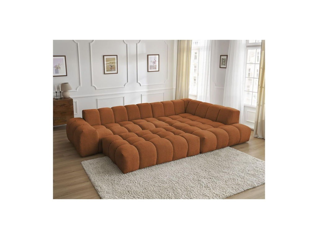 Everest - Canapé D'Angle Fixe - Tissu Chiné - Angle Droit - 10 Coussins