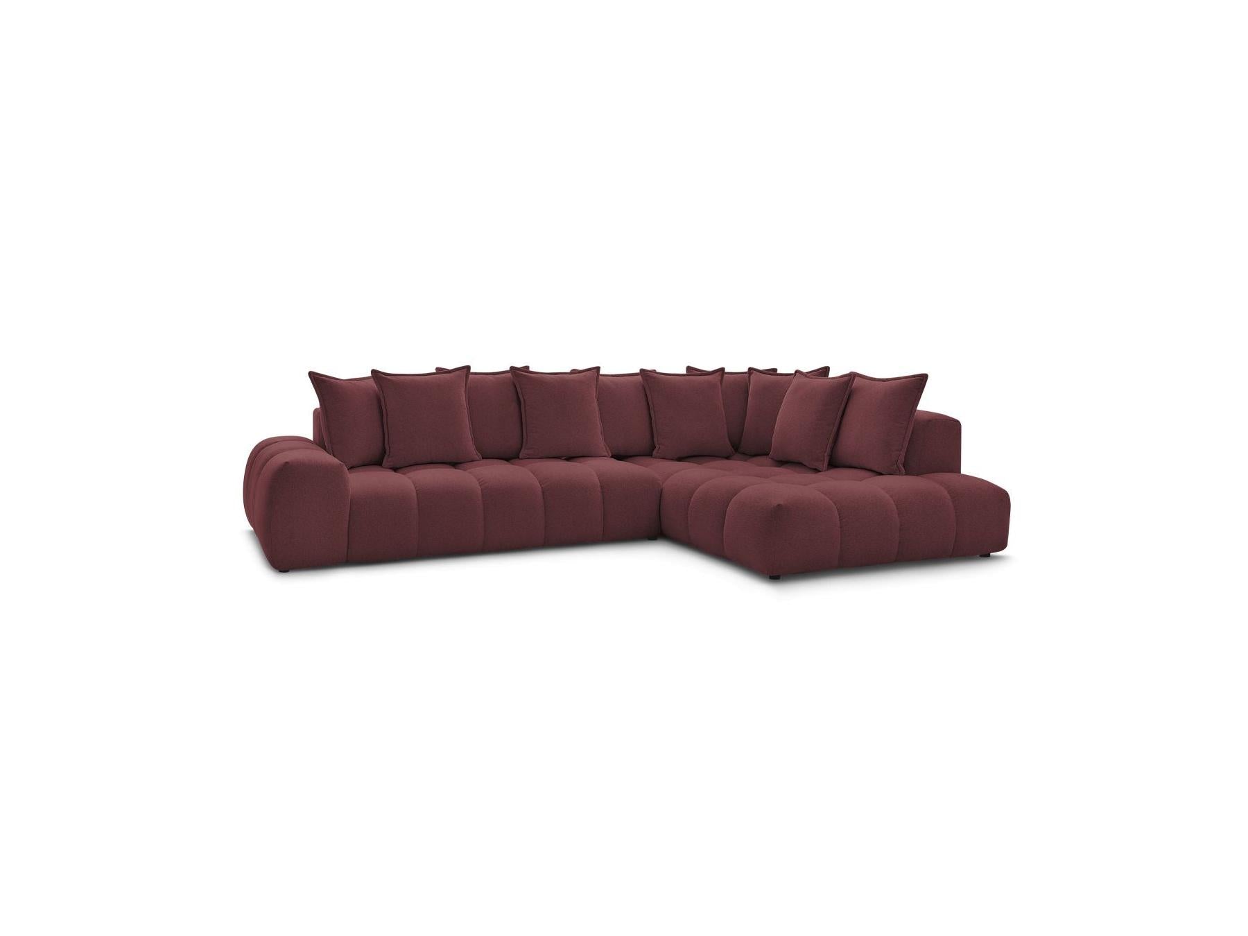 Everest - Canapé D'Angle Fixe - Tissu Chiné - Angle Droit - 10 Coussins