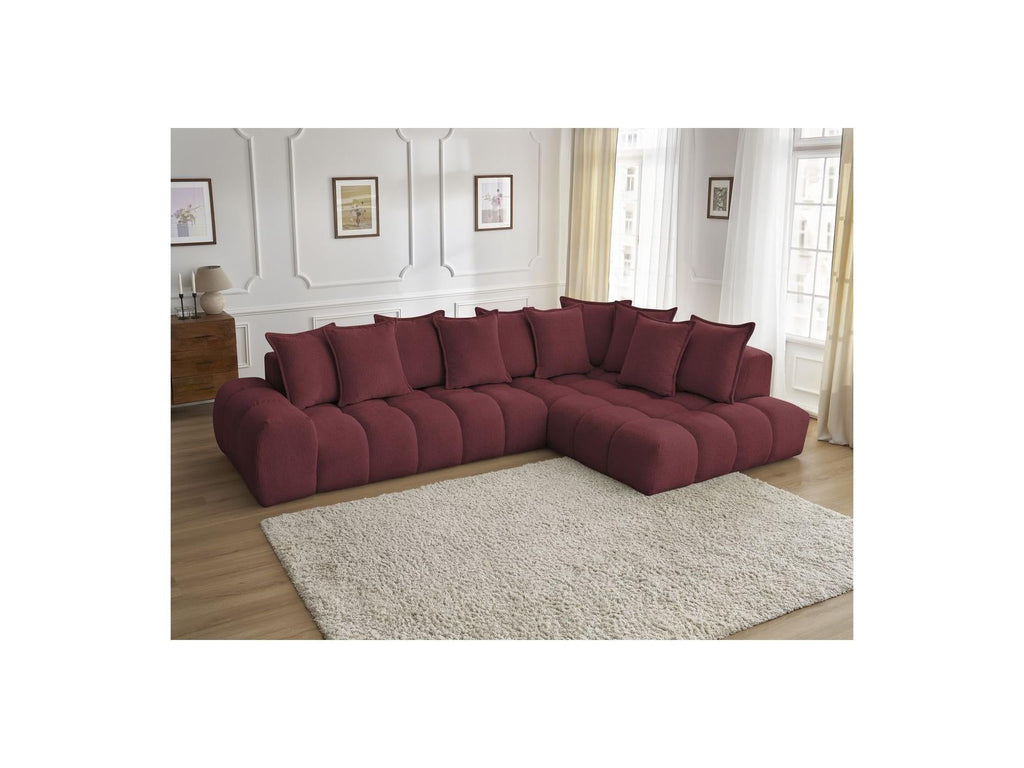 Everest - Canapé D'Angle Fixe - Tissu Chiné - Angle Droit - 10 Coussins