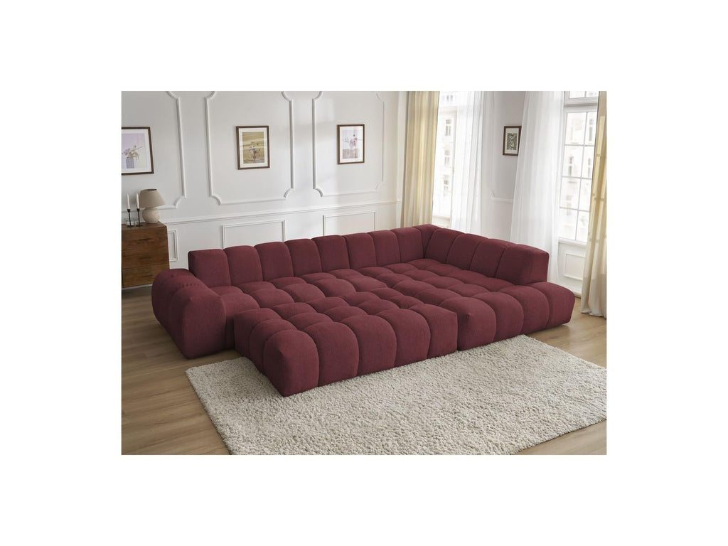 Everest - Canapé D'Angle Fixe - Tissu Chiné - Angle Droit - 10 Coussins
