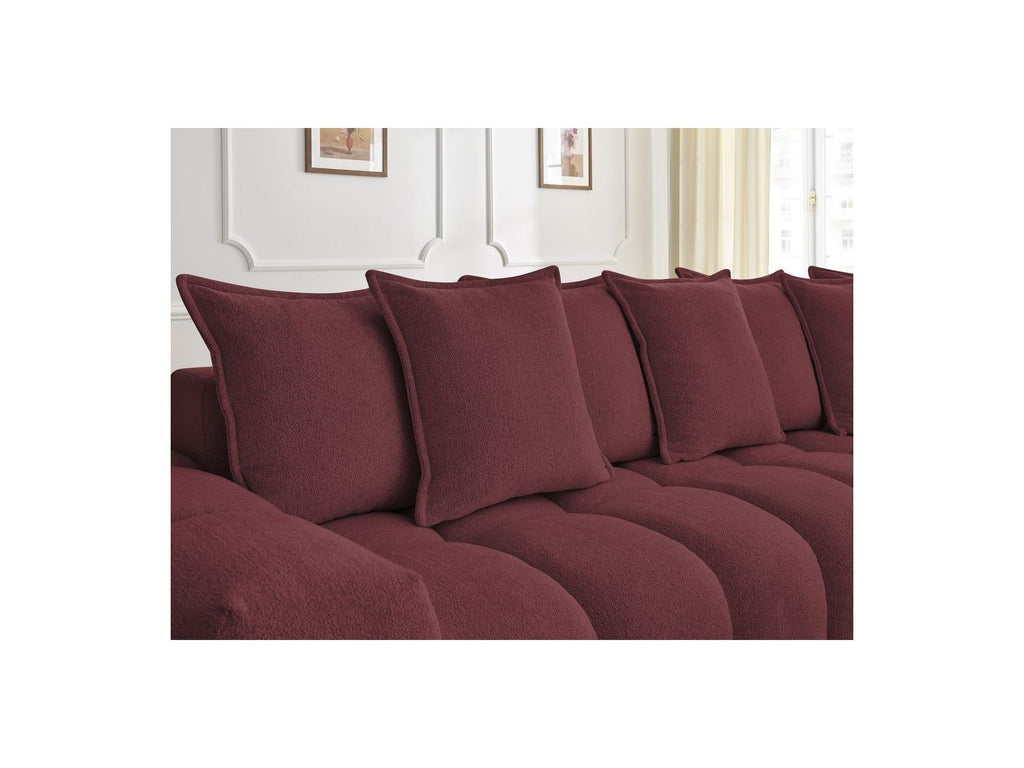 Everest - Canapé D'Angle Fixe - Tissu Chiné - Angle Droit - 10 Coussins