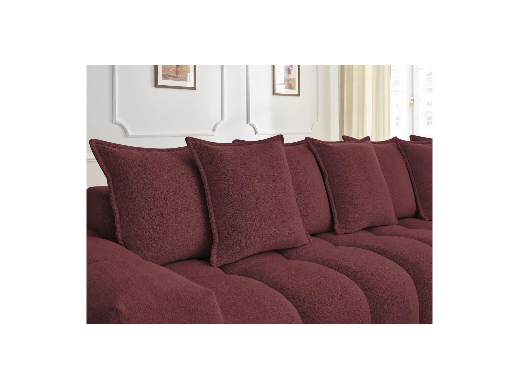 Everest - Canapé D'Angle Fixe - Tissu Chiné - Angle Droit - 10 Coussins