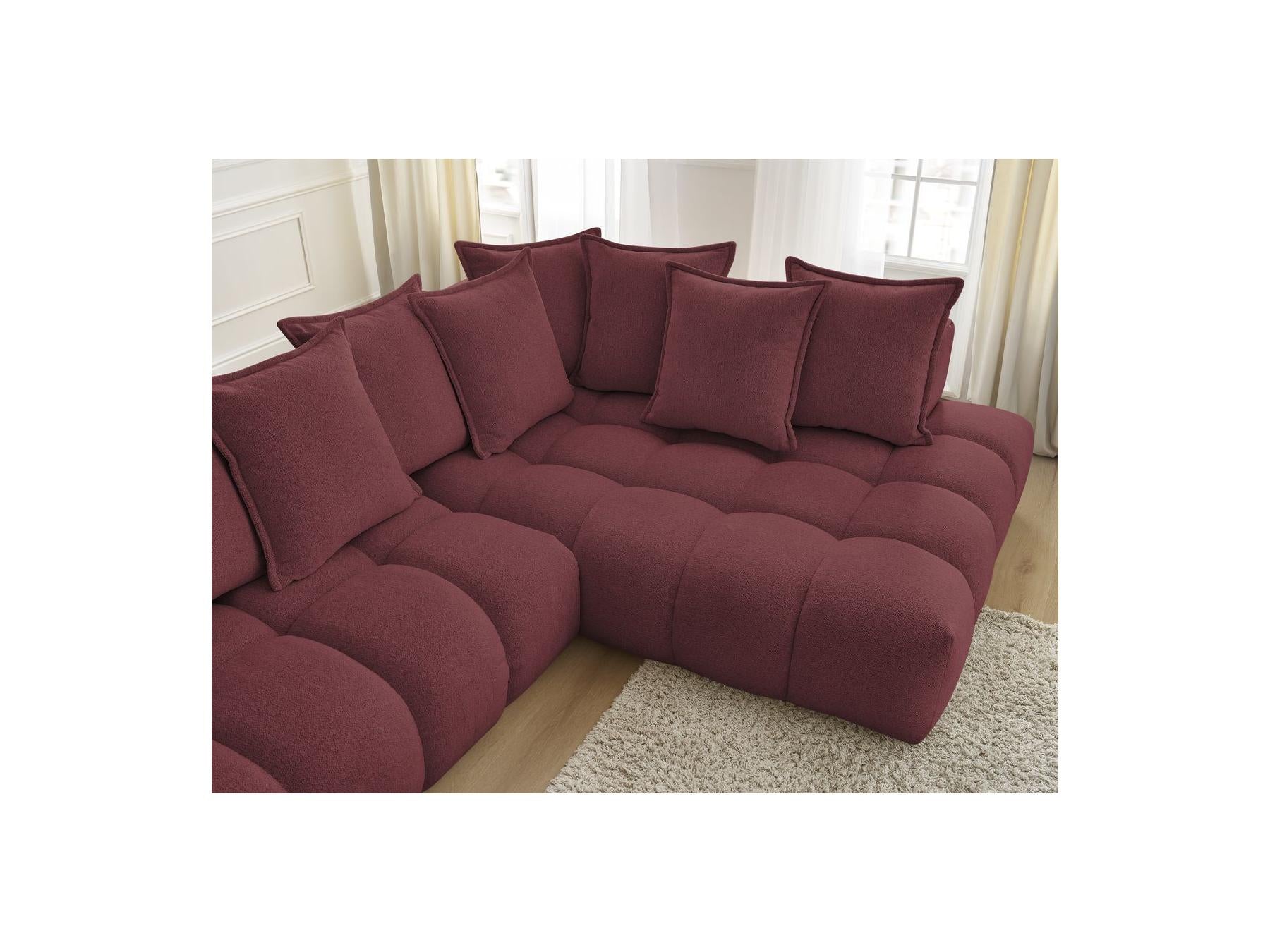 Everest - Canapé D'Angle Fixe - Tissu Chiné - Angle Droit - 10 Coussins