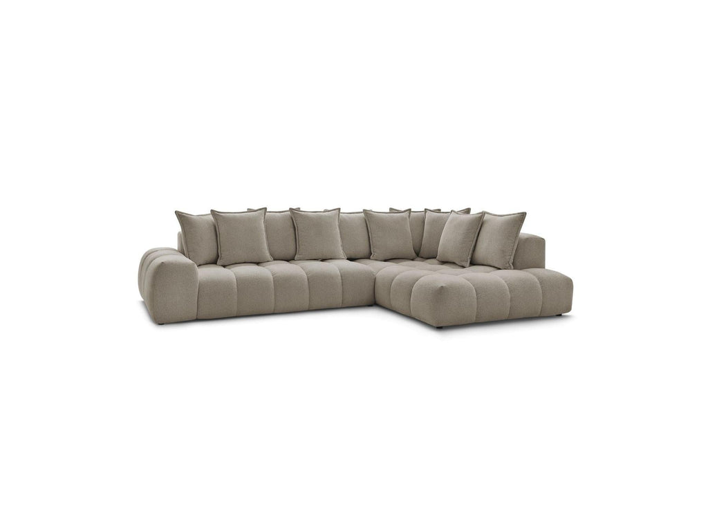 Everest - Canapé D'Angle Fixe - Tissu Chiné - Angle Droit - 10 Coussins