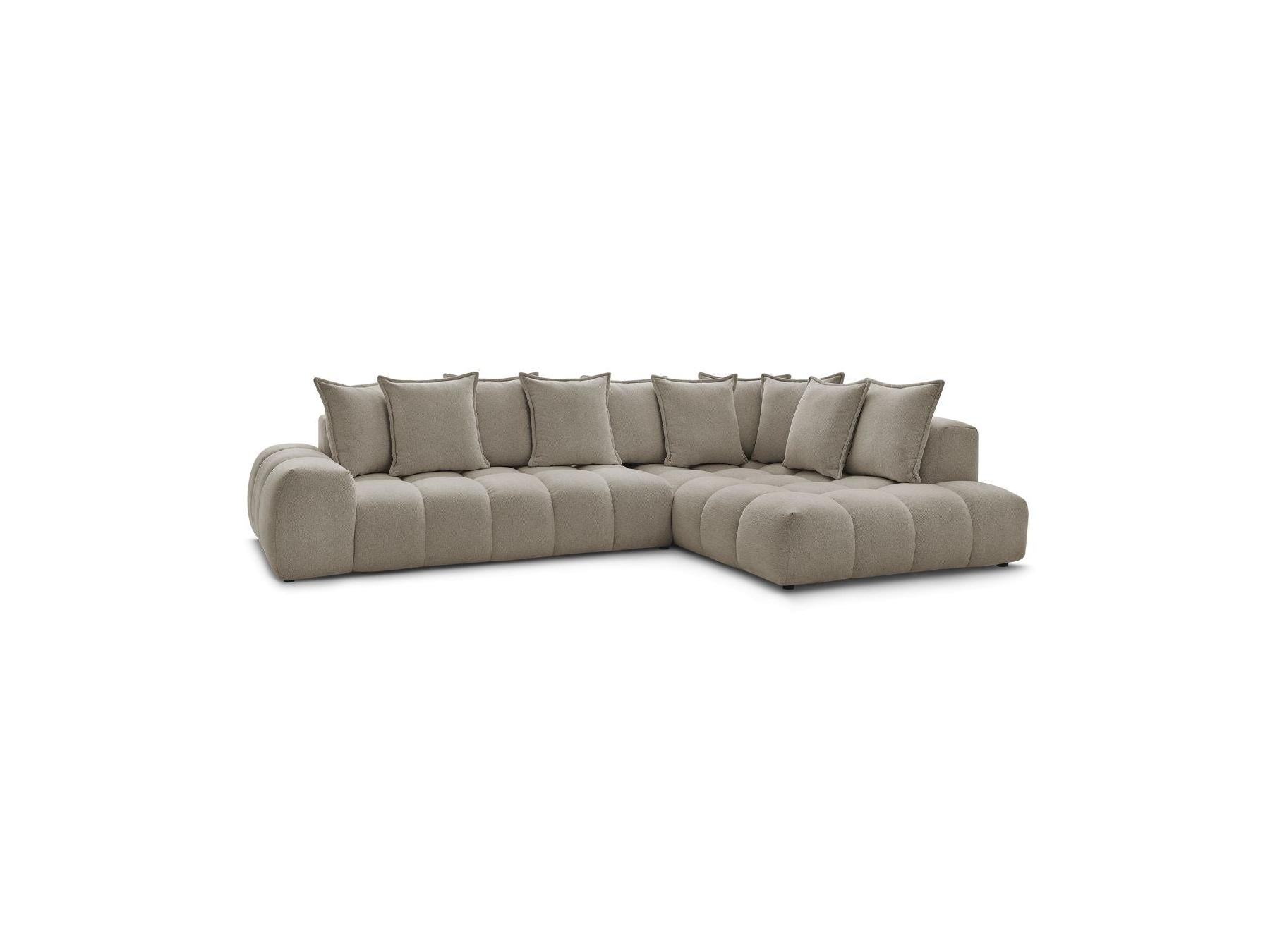Everest - Canapé D'Angle Fixe - Tissu Chiné - Angle Droit - 10 Coussins