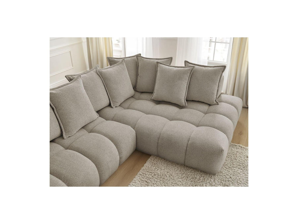 Everest - Canapé D'Angle Fixe - Tissu Chiné - Angle Droit - 10 Coussins