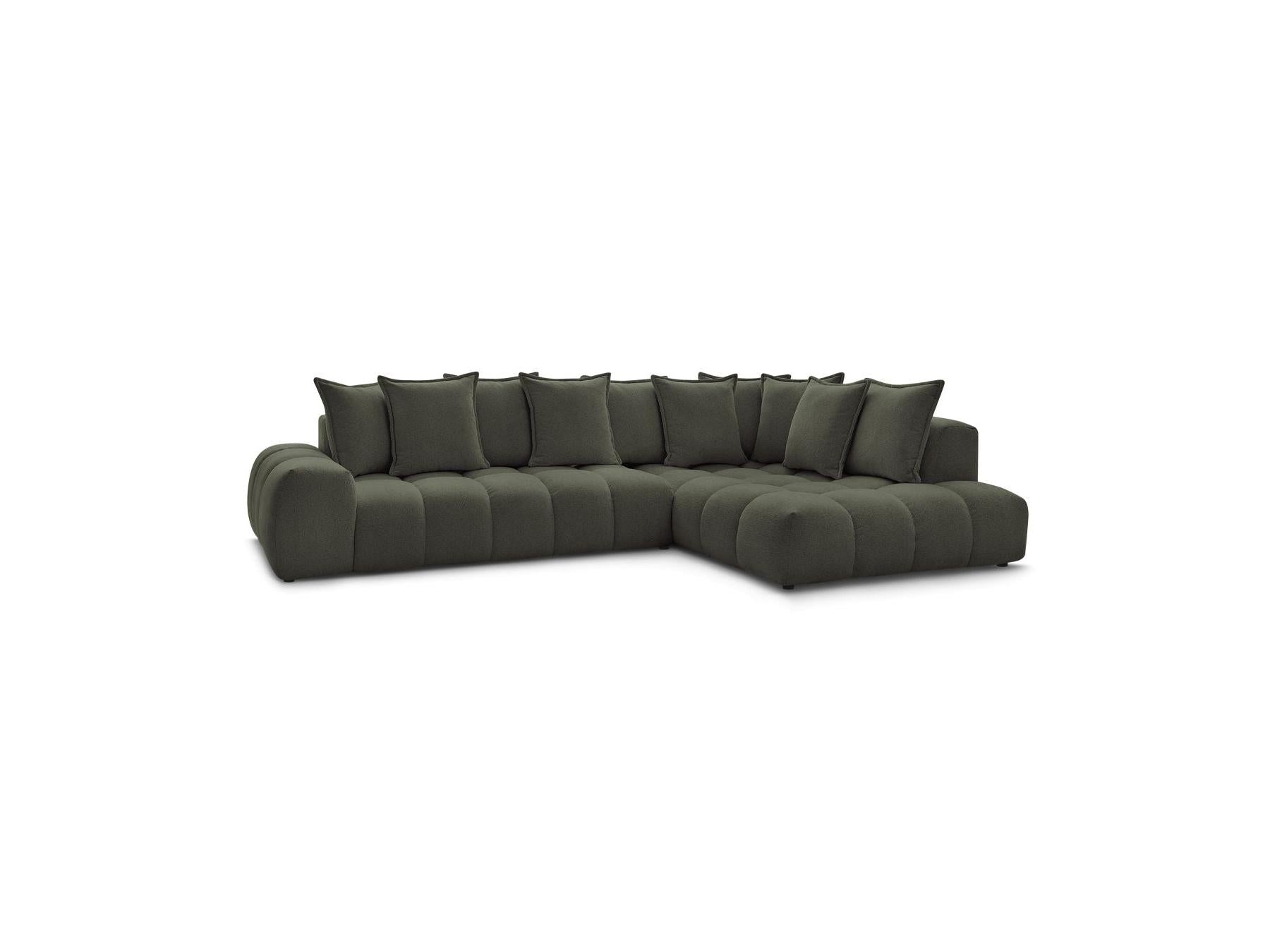Everest - Canapé D'Angle Fixe - Tissu Chiné - Angle Droit - 10 Coussins