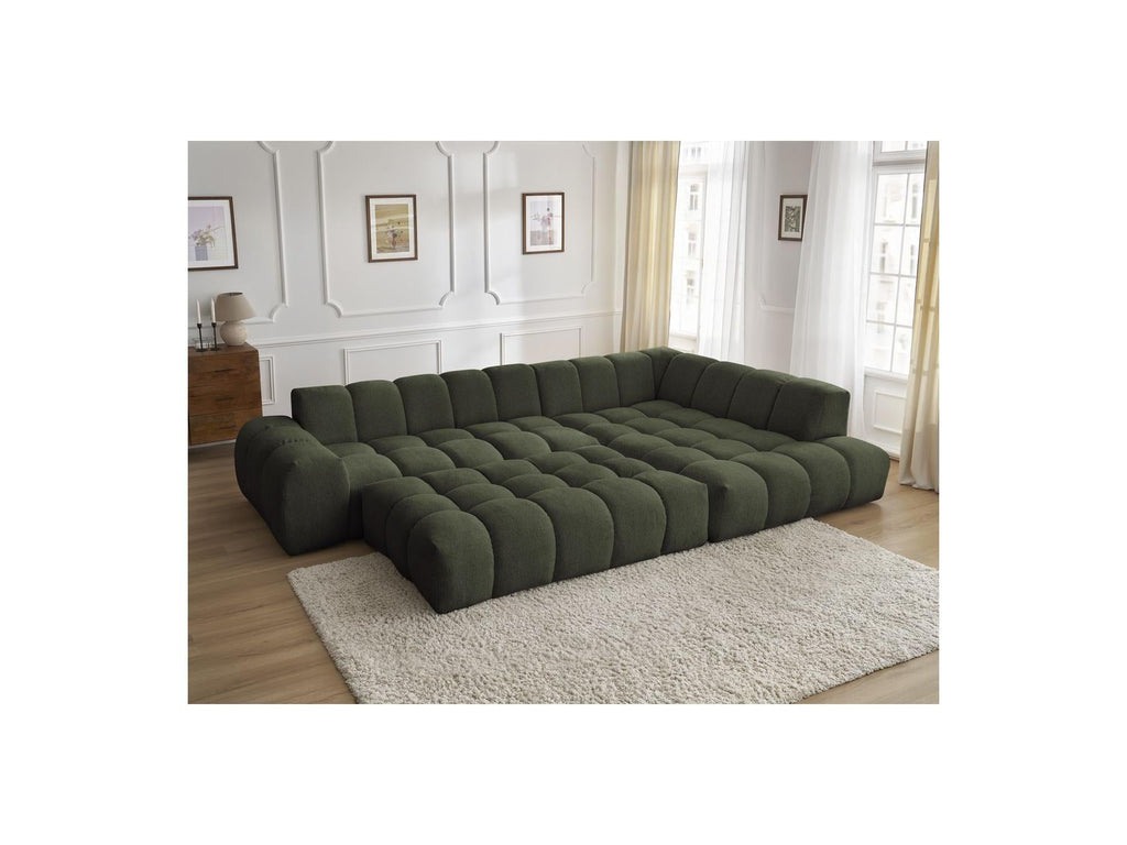Everest - Canapé D'Angle Fixe - Tissu Chiné - Angle Droit - 10 Coussins