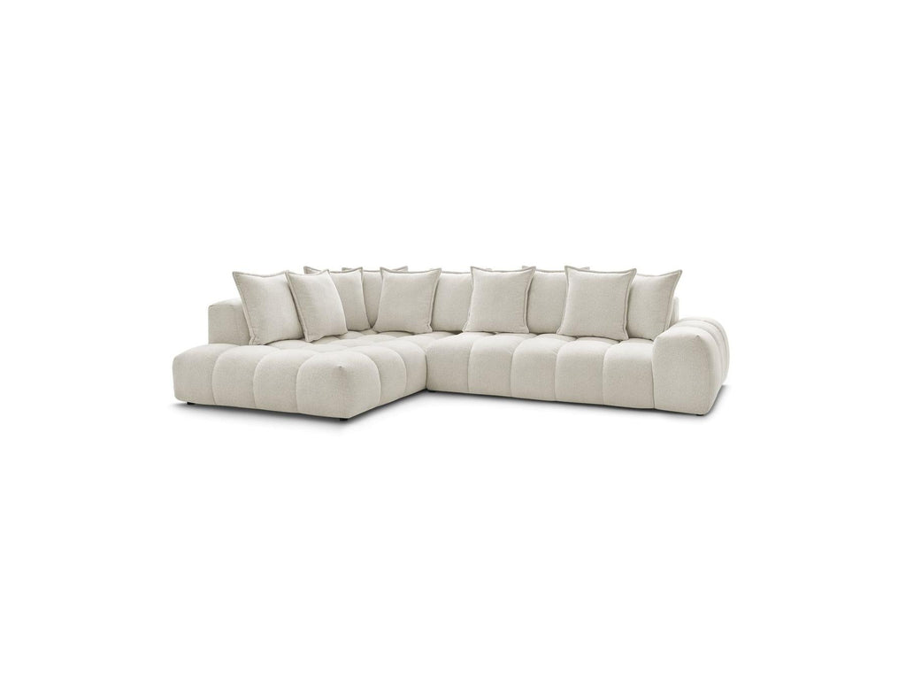 Everest - Canapé D'Angle Fixe - Tissu Chiné - Angle Gauche - 10 Coussins