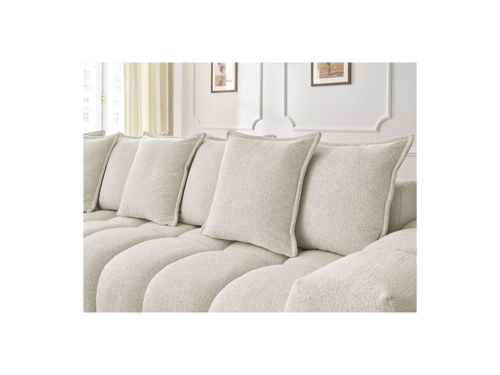 Everest - Canapé D'Angle Fixe - Tissu Chiné - Angle Gauche - 10 Coussins