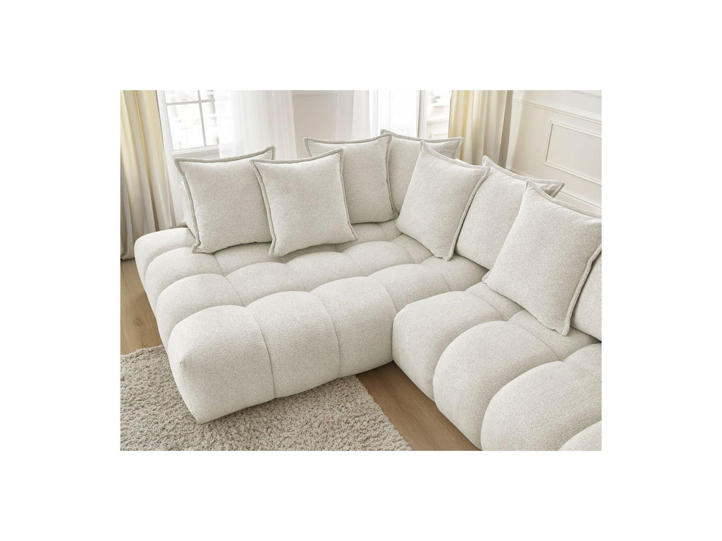 Everest - Canapé D'Angle Fixe - Tissu Chiné - Angle Gauche - 10 Coussins