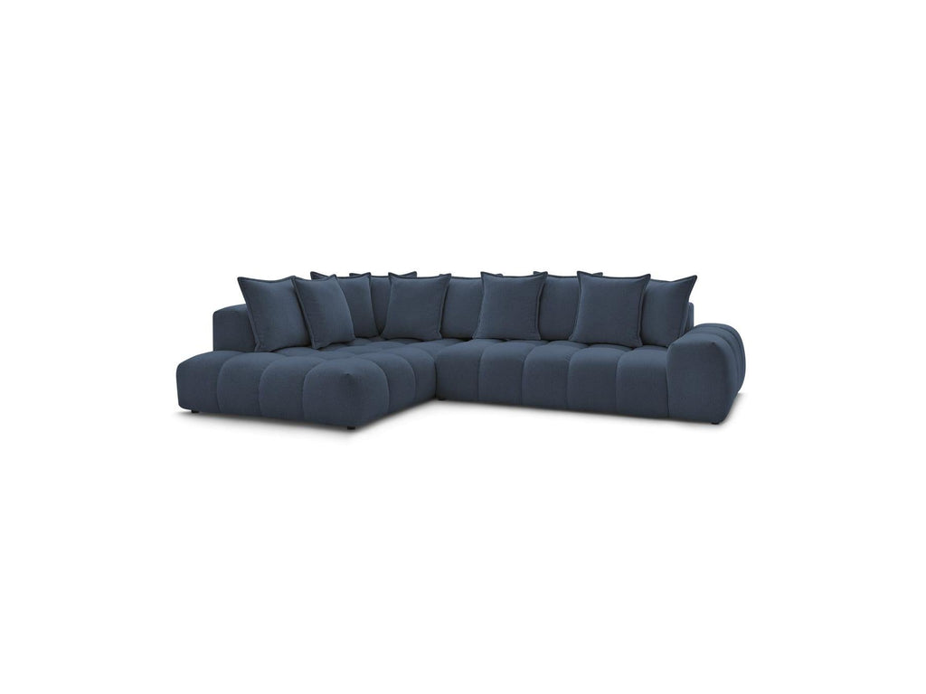 Everest - Canapé D'Angle Fixe - Tissu Chiné - Angle Gauche - 10 Coussins