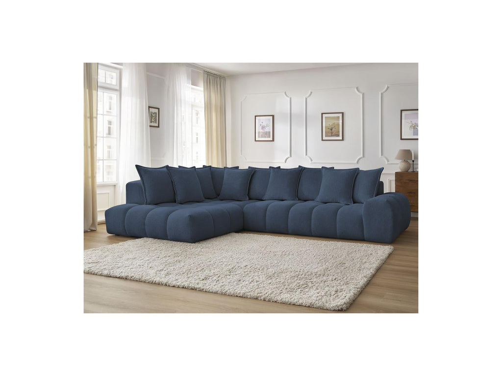 Everest - Canapé D'Angle Fixe - Tissu Chiné - Angle Gauche - 10 Coussins