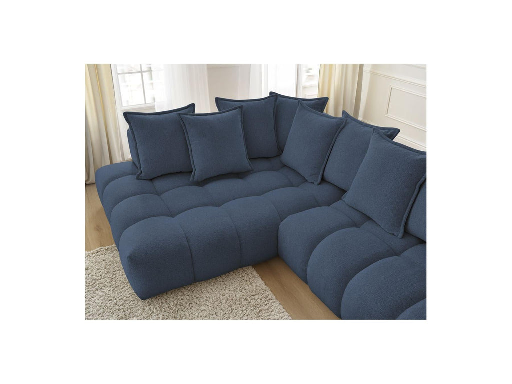 Everest - Canapé D'Angle Fixe - Tissu Chiné - Angle Gauche - 10 Coussins
