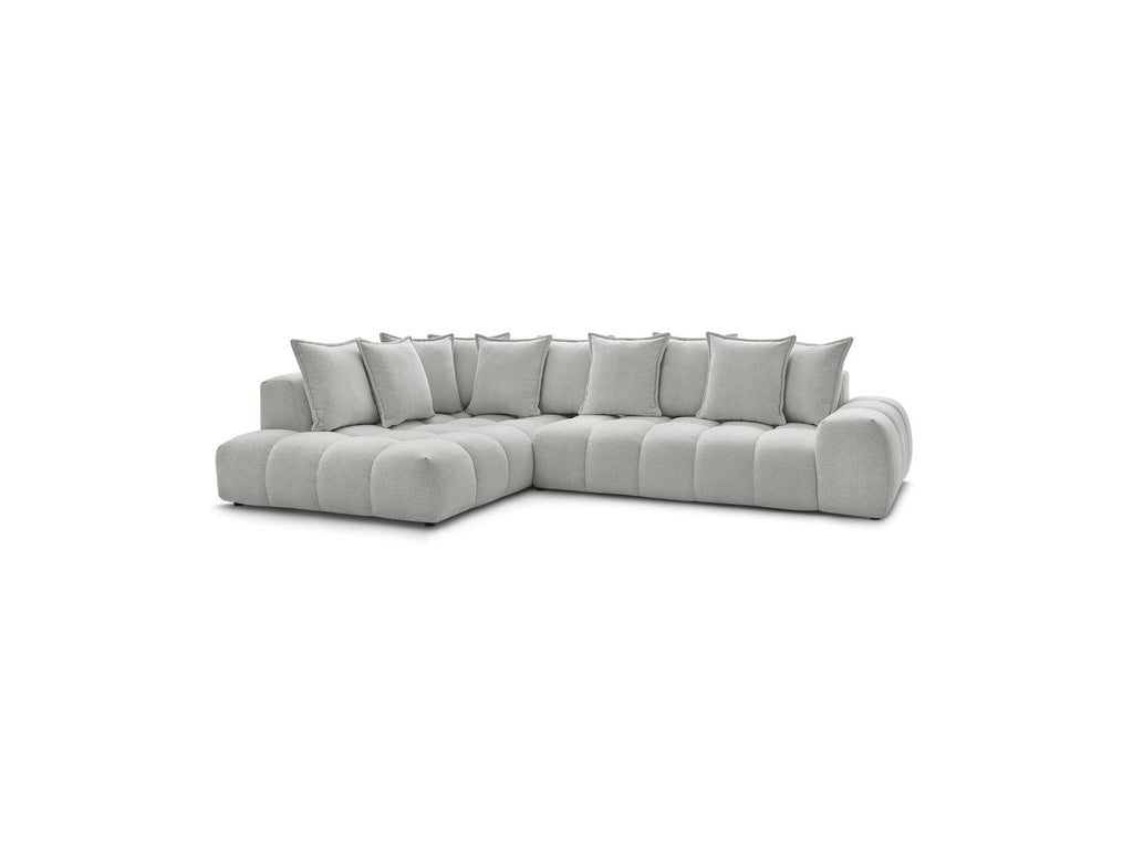 Everest - Canapé D'Angle Fixe - Tissu Chiné - Angle Gauche - 10 Coussins
