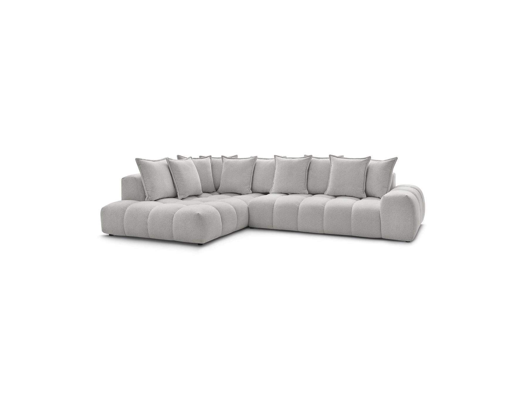Everest - Canapé D'Angle Fixe - Tissu Chiné - Angle Gauche - 10 Coussins